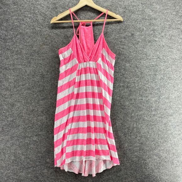 ROXY Dresses & Skirts - Roxy Dress Women M Medium Pink Striped Shift Short V-Neck Sleeveless Cotton